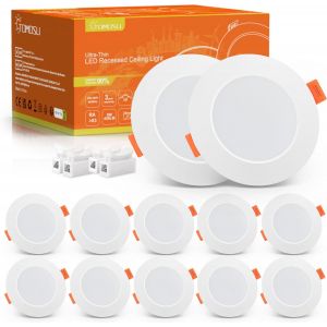 Tomosu Spot Led Encastrable Extra Plat, 5w 450lm Equivalent 50w Incandescence, Ip44 Spot Etanche Salle De Bain, Blanc Neutre 4000k, Trou ¿75-90mm, Ac220-240v, Lot De 10 - Neuf