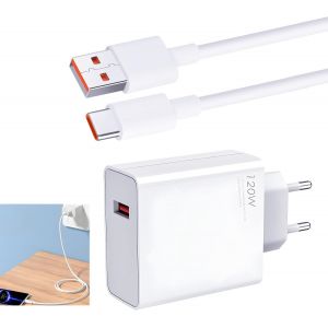 Aer-Chargeur 120w Rapide Pour Xiaomi Avec Câble Usb C 1m, Adaptateur Secteur Pour Xiaomi 14 13t/13/13 Pro/12/12 Pro/11/10/ Pour Xiaomi Redmi Note 13/13 Pro/12/12 Pro/11/11 Pro/10/9 - Neuf