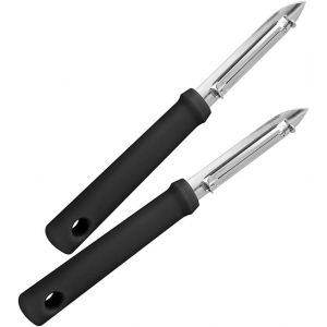 Fm Professional 21738 Économe,Économe Cuisine,Couteau Économe,Couteau De Cuisine,Couteau À Légumes,Ustensile De Cuisine,Acier Inoxydable,Plastique,Argenté,Noir,17,5 Cm X 1,5 Cm - Neuf