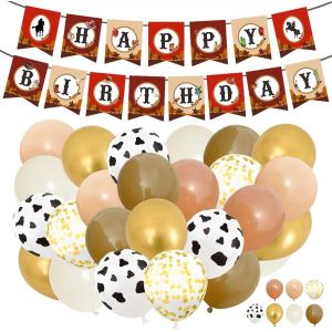 60 Morceaux De Ballons De Cow-Boy Occidentaux Et 1 Morceau De Drapeau,D&eacute;coration De F&ecirc;te,Ballons En Latex Marron,Fournitures De F&ecirc;te &Agrave; Th&egrave;me Ranch. - Neuf