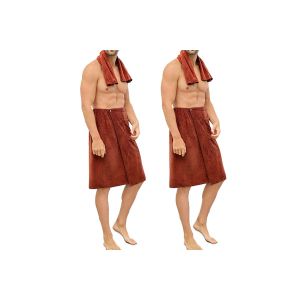 Lot de 2 serviettes de bain pour homme avec fermeture &agrave; pression r&eacute;glable et poche, id&eacute;ales pour la douche, la piscine, le spa et la salle de sport. - Neuf