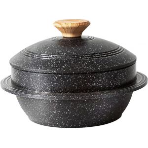 Subzonal-Faitout Induction Avec Couvercle, 24 Cm Bol En Pierre Cor&eacute;enne En Fonte D'aluminium, Per Bibimbap Soupe Dolsot - Noir - Neuf