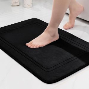 Tapis De Bain En Mousse À Mémoire De Forme-Tapis Salle De Bain Absorbant-Tapis De Bain Antidérapant-Pour Salle De Bain Et Salon-50 X 80 Cm-Noir - Neuf