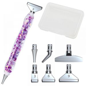 Stylo Accessoire De Peinture Diamant (Violet), Stylo De Peinture Diamant Diy, 6 Têtes De Rechange - Neuf