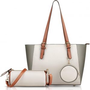 SJZG-Sac &Agrave; Main Femme, Sacs Port&eacute;s Main Ensemble Grande Capacit&eacute; Sac &Agrave; Bandouli&egrave;re Bourse Carte Paket Pour Les Dames Avec Fermeture &Agrave; Glissi&egrave;re Longue Sangle Pu 3 Pi&egrave;ces Set - Neuf
