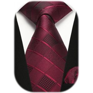 Men's Tie And Clutch Set 8.5 Cm Silk Ties For Men Plaid Stripes Tie For Wedding Party Business.[B255] - Neuf
