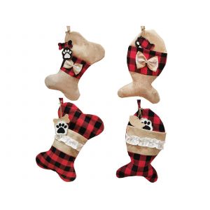 Lot De 4 Chaussettes De No&euml;l Pour D&eacute;corer Le Sapin Et Les F&ecirc;tes - Neuf