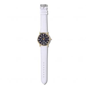 Montre Analogique &Agrave; Quartz M&acirc;le Femelle Rond Pu Strap 3 Yeux Cadrans Montre-Bracelet (Bracelet Blanc) - Neuf