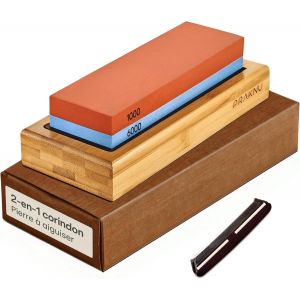 Mevronisshop-Pierre A Aiguiser 1000/6000 - Pierre &Agrave; Aff&ucirc;ter Pour Couteaux Avec Base Antid&eacute;rapante En Silicone Et Bambou - Convient Aux D&eacute;butants - Pour Une Nettet&eacute; Optimale - Neuf