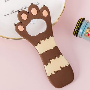 Hjlian Decapsuleur En Silicone En Forme De Patte De Chat, Aimant De Refrigerateur Aux Couleurs Vives, Ideal Pour La Maison, Rayures Horizontales, Marron - Neuf