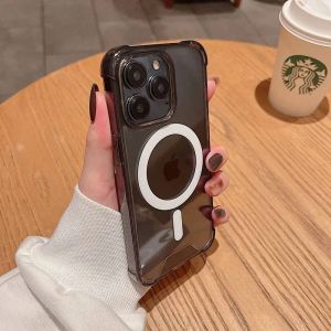 &Eacute;tui Transparent Magsafe De Charge Sans Fil De Luxe Pour Iphone 11 12 13 14 15 16 Pro Max Plus,Housse De Pare-Chocs Souple Magn&eacute;tique Antichoc.Black.Pour Iphone 11 - Neuf