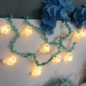 Jgd-Guirlande Lumineuse D&eacute;corative De P&acirc;ques &Agrave; 20 Led Sur Le Th&egrave;me Des Animaux - Fonctionne Avec Piles - Pour Printemps, Jardin, Terrasse, D&eacute;coration De P&acirc;ques (Chat + Vigne Bleue) - Neuf