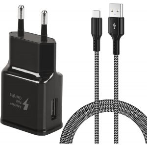 Thef-Chargeur Rapide Fast Charge Avec 2 M Usb De Type C En Nylon Pour Samsung Galaxy S22 S21 S21fe S21+ S20fe S20 S20 Ultra S10 S10e S9 S8/Note 20/10/9/8/A72 A71 A52 A53 5g F52, Google Pixel - Neuf