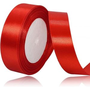 Ruban Satin Rouge 25mm,22m Ruban Satin,Ruban Cadeau Emballage,Ruban Noel Ruban Tissu Pour Ballon,Couture,N?Uds,Artisanat,Bouquet,Décoration De Mariage,Voitures,Anniversaire Et Emballage Cadeau - Neuf