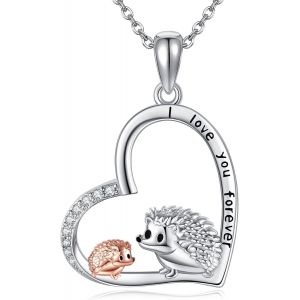 Collier Hérisson En Argent Sterling 925 Avec Pendentif En Forme De Coeur - Cadeau Pour Filles Et Femmes - Pour Les Mamans Et Les Amateurs De Hérisson,Pas De Gemme - Neuf