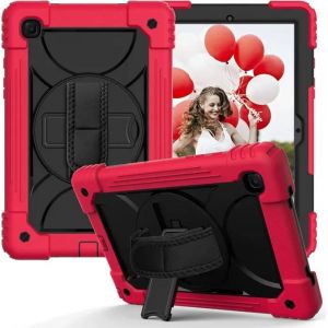 Etui Pour Samsung Galaxy Tab A 10.1" Support Et Bandouli&egrave;re Rouge - Neuf