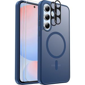 KALANKA-pour Samsung Galaxy S24 FE Coque Magn&eacute;tique Antichoc, Compatible avec MagSafe, avec Protecteur d'&Eacute;cran X2 + Protecteur d'Objectif de Cam&eacute;ra X2, Coque Translucide Anti-Empreintes pour Samsung - Neuf