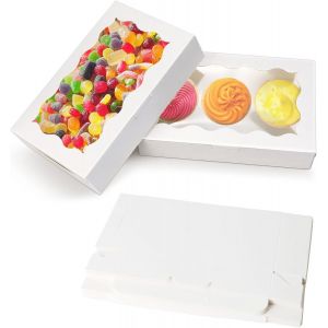 Kalanka-Lot De 20 Boite Papier Kraft Marron Avec Fen&ecirc;tre Transparente Boite Gateau 17,8 X 11 X 3,8 Cm Boite P&acirc;tisserie Pour Cookies Cupcakes P&acirc;tisserie Et Tarte Emballage &Agrave; Emporter - Neuf