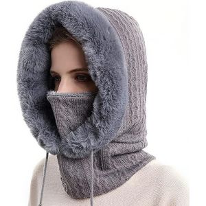 Masque de ski multifonctionnel pour femme - Gris, masque polaire coupe-vent à capuche chaud, combinaison de ski d'hiver, chapeau de randonnée pour moto, alpinisme, camping - Neuf