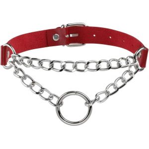 Kal-Choker Punk Gothique Cuir Pu Ras De Cou &Agrave; Cha&icirc;ne Cercle Collier Rock Femme Homme R&eacute;glable - Neuf