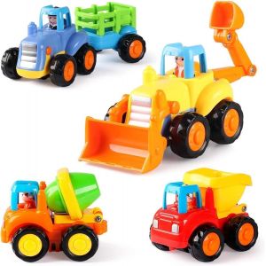 TDRFL-Jouet Pour Bébé En Forme De Voiture-Éducation Précoce-Véhicules De Chantier-Jouet À Friction Pour Enfants De 1 À 2 À 3 Ans-Tracteur,Bulldozer,Mixeur De Camion - Neuf