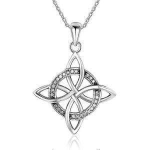 Collier Pendentif N?ud Celtique En Argent Sterling 925 Avec Breloque Amour, Bijou Fantaisie Pour Femme, Chaîne Rolo 45,7 Cm (18 Pouces) - Neuf