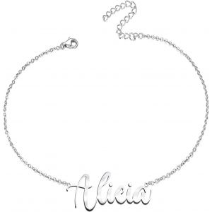 Eryi-Bracelet Pour Femme Avec Prénom En Acier Inoxydable - Pendentif Prénom Personnalisé Argenté Pour Femme - Cadeaux Personnalisés Pour Femme, Mère, Fille, Meilleure Amie - Neuf