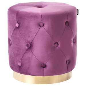 Pouf Carrollton Velours Pourpre 40 Cm 40 Cm 41 Cm - Neuf