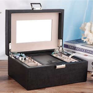 Boite De Rangement Delicate Pour Bijoux Pour Femmes, Presentoir Pour Bagues, Bracelets Et Colliers (Noir) - Neuf