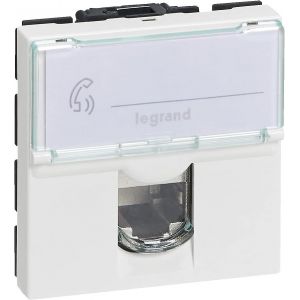 Prise RJ 45 multim&eacute;dia Mosaic cat&eacute;gorie6 STP t&eacute;l&eacute;vision ,t&eacute;l&eacute;phone ,informatique 2 modules-blanc - Neuf