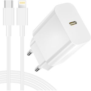 Kalanka-Chargeur Rapide Iphone Avec Câble Lightning 2m, 25w Chargeur Usb C Rapide Pour Apple Iphone 14/14 Plus/14 Pro Max/13/12/11/Se/X/8, Prise Charger Usbc Adaptateur Secteur Chargeur Phone Rapide - Neuf