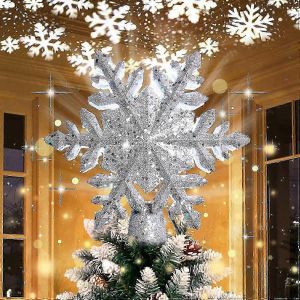 No&euml;l, Arbre Lumineux &Agrave; Led Tournante De L'Argent Flocon De Neige, Les D&eacute;corations De Projecteur De L'Argent De La Neige De L'Arbre Veilleuse Projecteur D'Int&eacute;rieur &Agrave; La B - Neuf