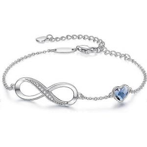 Bracelet Infini Pour Femme, Bracelet En Argent Sterling 925 Ajustable, Bracelet C?Ur Infini Pour Femme - Neuf