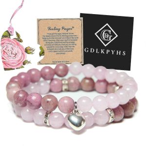 Bracelets De Guérison Pour Femmes - Quartz Rose Et Bracelet Rhodonite - Bracelet En Cristal De Prières De Guérison,Pierre Naturelle 8mm Anti - Neuf