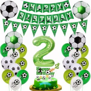 Ballon De Foot 2 Ans Anniversaire, 2 Ans Decoration Anniversaire Football, Vert Foot 2 Ans Anniversaire Garçon, 2 Ans Foot Gâteau Topper, Ballon De Football 2 Ans Garçon Foot Déco Gâteau - Neuf