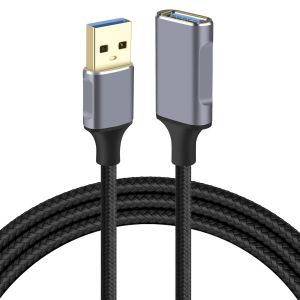 Rallonge USB C 1.5M 100W PD 5A QC 3.0, Cable Rallonge USB C Mâle à Femelle USB C 3.2 Gen 2 20Gbps 4K@60Hz Cable Extension USB C Nylon Tressé Compatible avec Macbook Pro Galaxy S22 S21 S10 (Noir) - Neuf