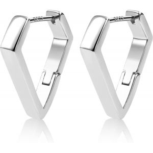 Tianyi-Boucle Oreille Femme Argent 925 Creole Plaqu&eacute; Or 14k G&eacute;om&eacute;trique - Neuf