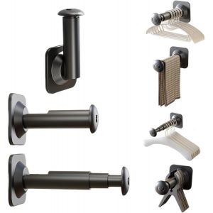 Cintre T&eacute;lescopique Pliable &Agrave; Ventouse - &Eacute;tag&egrave;re De Rangement - Crochet Mural Autocollant - Cintre Mural - Crochet Porte-Serviette Sans Per&ccedil;age - Multifonctionnel - Crochet T&eacute;lescopique (Un) - Neuf