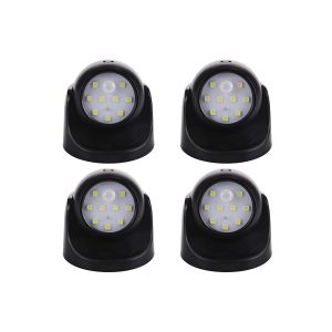 Lot de 4 lampes &agrave; d&eacute;tecteur de mouvement &agrave; piles, rotation &agrave; 360&deg;, t&ecirc;tes orientables et conception &eacute;tanche. - Neuf
