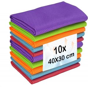 Kgabery-Lot De 10 Chiffons De Nettoyage En Microfibre Pour Fenêtres,Voitures,Miroirs,Acier Inoxydable,Réutilisables,Absorption Longue Durée - Neuf