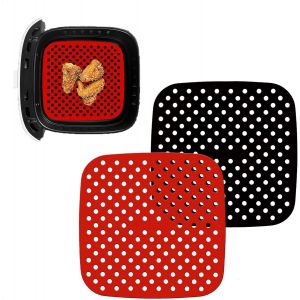 Dww-Revêtements Antiadhésifs Pour Friteuse À Air, Accessoires Pour Friteuse À Air, 2 Pcs 8,5 Pouces Tapis De Friteuse À Air En Silicone Réutilisables Carrés Pour Friteuse À Air, Panier À Vapeur - Neuf