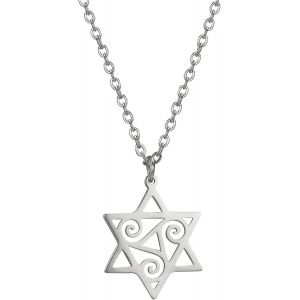 Kal-David Star Collier Celtique Triple Spirale Pour Femme Et Homme En Acier Inoxydable Creux &Eacute;toile De David Triple Spirale Pendentif Collier Cadeau Pour Fille - Neuf