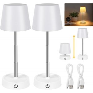 Lot De 2 Lampes De Chevet Led Sans Fil - Tactile - Intensité Variable - Hauteur Réglable - Petite Lampe De Table - Batterie - Veilleuse Portable Pour Camping, Chambre À Coucher, Salon Et - Neuf