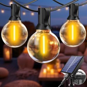 Aiou-10m Guirlande Solaire Exterieur,12+1 Led Guirlande Lumineuse Solaire Étanche Ip65,4 Modes Guirlande Guinguette Extérieur Pour Jardin Terrasse Cour Noël Mariage Fête - Neuf