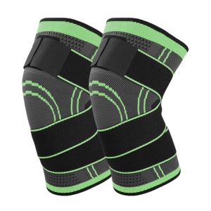 Xekal-Genouillère Sport Genouillère Rotulienne Et Ligamentaire Genouillère Réglable Compression Genouillère Arthrose Genou Pour Déchirures Méniscales,Tendinites,Arthrite,Unisexe 2 Pièces (S,Vert) - Neuf