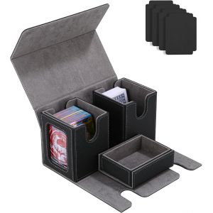 Bo&icirc;te De Rangement Pour Cartes Mtg Commander,Bo&icirc;te &Agrave; Cartes Pour 200+ Cartes Avec Compartiment,&Eacute;tui Magn&eacute;tique En Cuir Pu,Avec 4 S&eacute;parateurs En Carton,Bo&icirc;te &Agrave; D&eacute;s,2 Porte-Cartes - Neuf