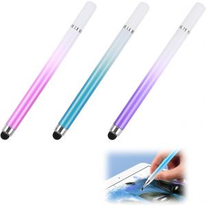 Lot de 3 Stylets 2 en 1 pour &eacute;crans tactiles avec Disque Transparent et Pointe en Silicone, Compatible avec Tous Appareils Tactiles, Id&eacute;al pour Dessin et Navigation (Rose, Bleu, Violet) - Neuf