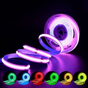 Ruban Led Cob Rgb 24V 2M, Bande Led Cob 576Leds/M Flexible Haute Densit&eacute; D&eacute;formable Dimmable Ip20 Pour Tv R&eacute;tro-&Eacute;clairage Chambre Cuisine D&eacute;coration Int&eacute;rieure(Sans Alimentation) - Neuf