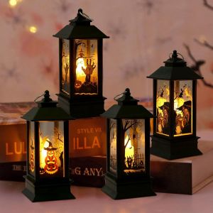 CAUC-Halloween Bougies Lanterne D&eacute;coration: 4 Pi&egrave;ces Lanterne LED Sans Flamme d'Halloween, Petites Lumi&egrave;res d'Halloween Portables, Lanterne d'Halloween &agrave; Suspendre, Piles pour Int&eacute;rieur - Neuf