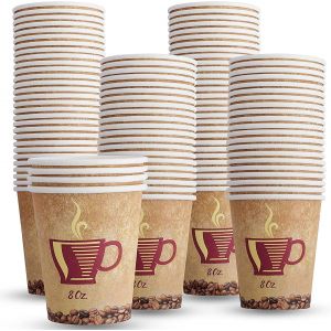 Eryi-Lot De 50 Gobelets Jetables Et Reutilisable En Carton Pour Café À Emporter - Mugs Et Tasses À Café Résistant À La Chaleur -Idéal Pour Boire Du Chocolat Chaud Et Du Thé, Biodégradables - 237ml - Neuf